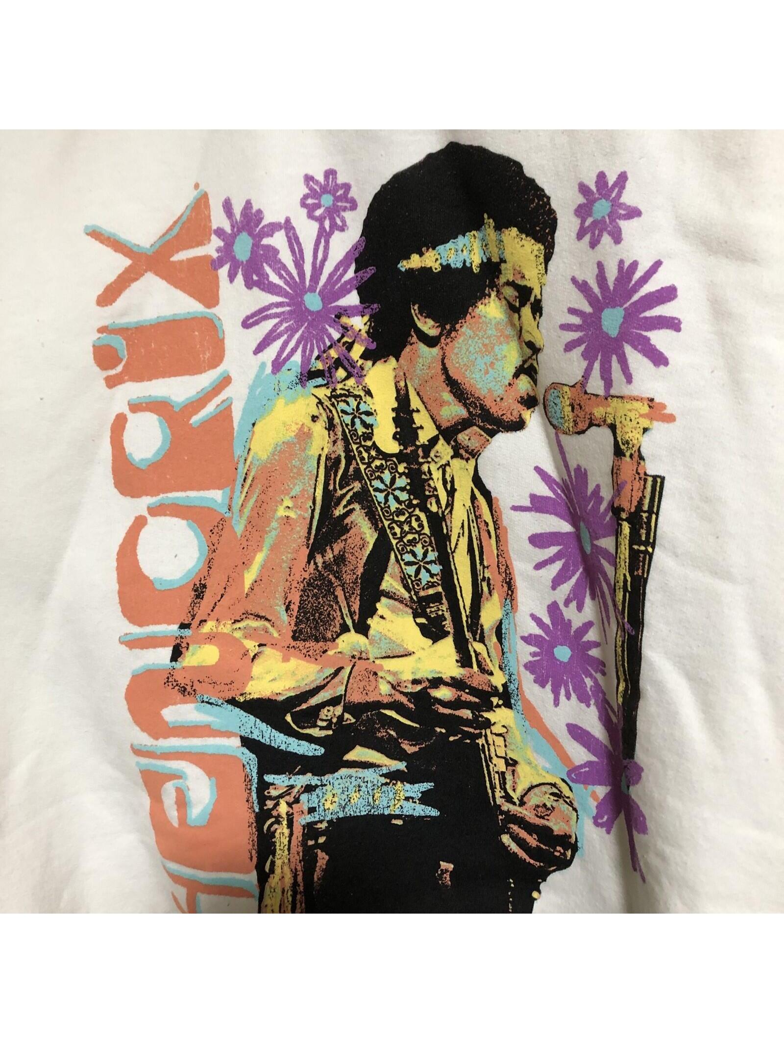 Jimi Hendrix Sweatshirt Small White Colorful Flowers Guitar